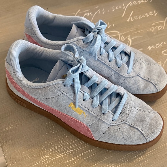Puma Sky Blue and Pink Suede Sneakers - Picture 1 of 7